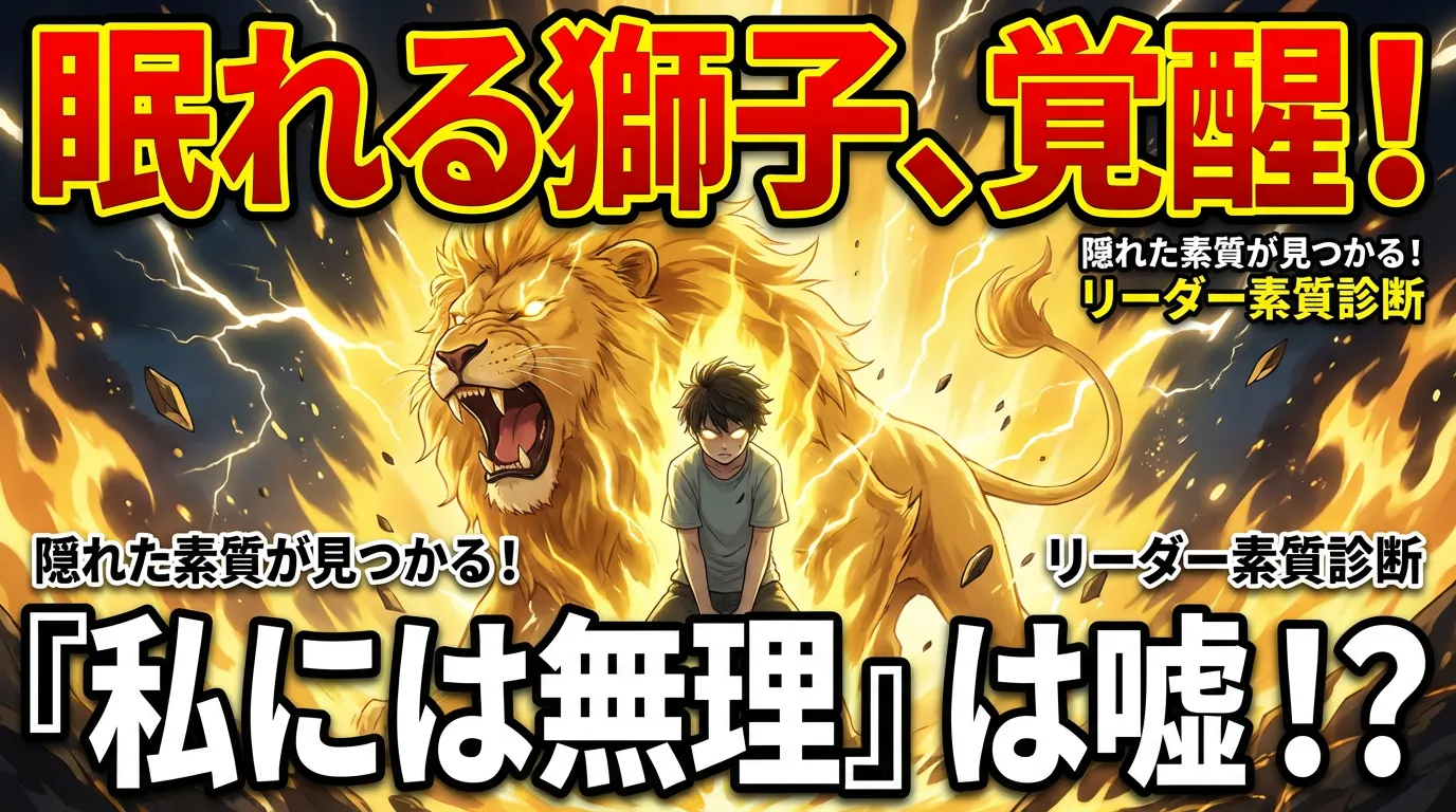 【眠れる獅子を覚醒】「私にリーダーは無理」は嘘！？あなたの隠れたリーダー素質、見つけます。リーダー素質診断